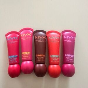 NYX Smushy Matte Lip Balm Collection - Pink, Red, Brown Lot of 5 BRAND NEW